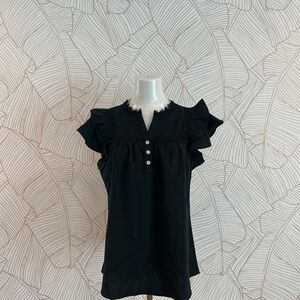 Black Ruffled Women's Top